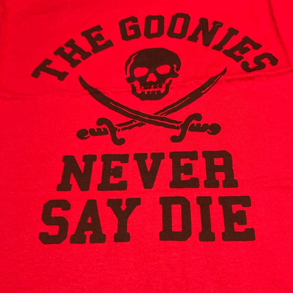 Vintage Ripple Junction Mens XL Red “The Goonies Never Say Die” T-Shirt NWOT